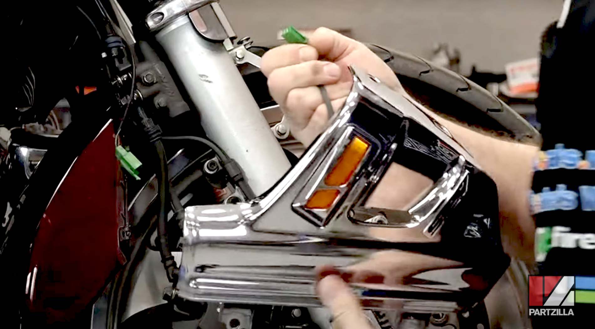 Honda Goldwing GL1800 steering bearing replacement fender removal