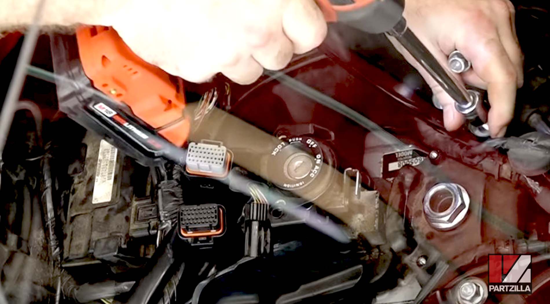Honda Goldwing motorcycle steering bearing replacement teardown