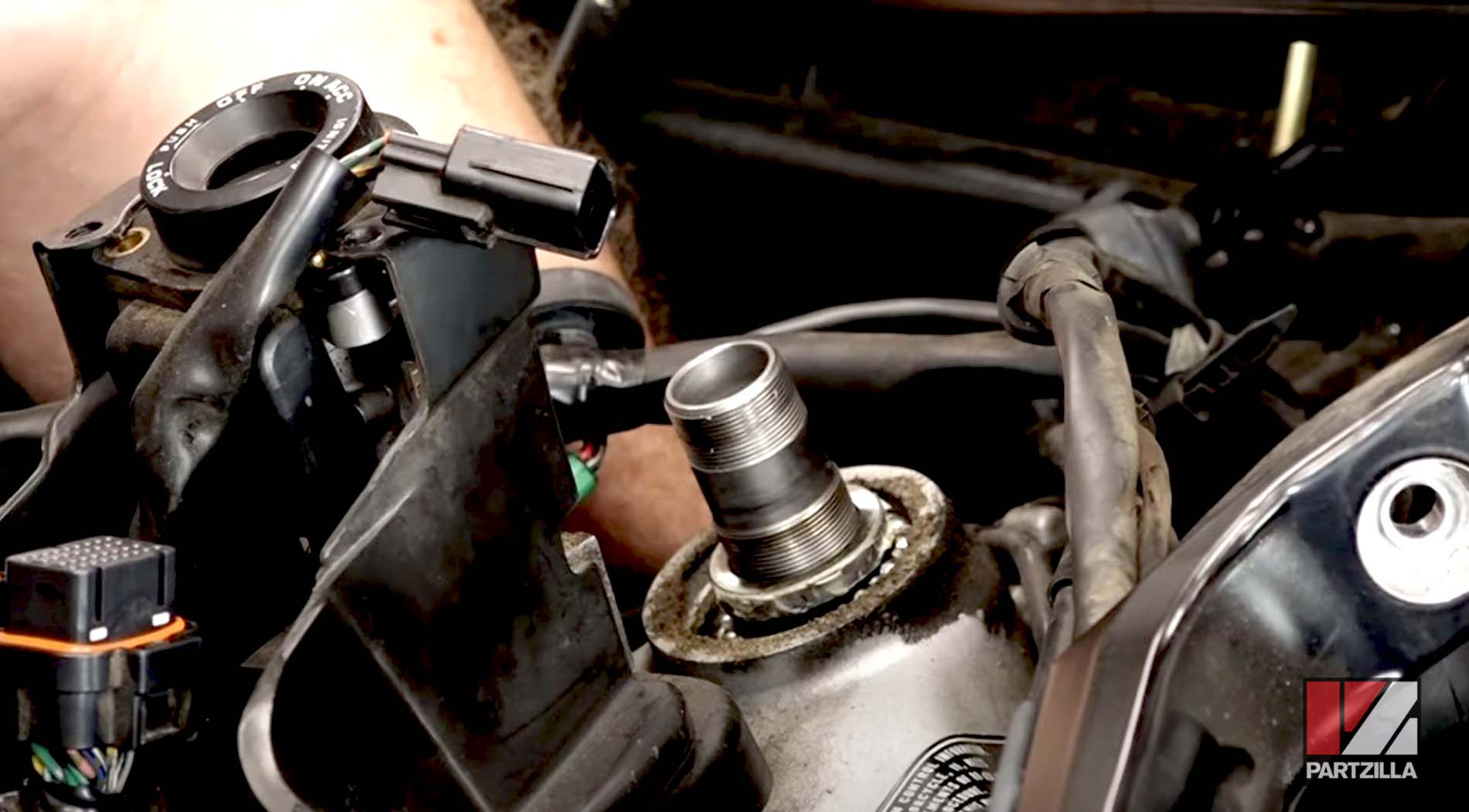 Honda motorcycle steering bearing replacement lock nut removal
