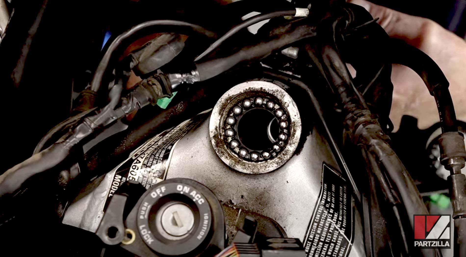 Honda Goldwing motorcycle steering bearing change