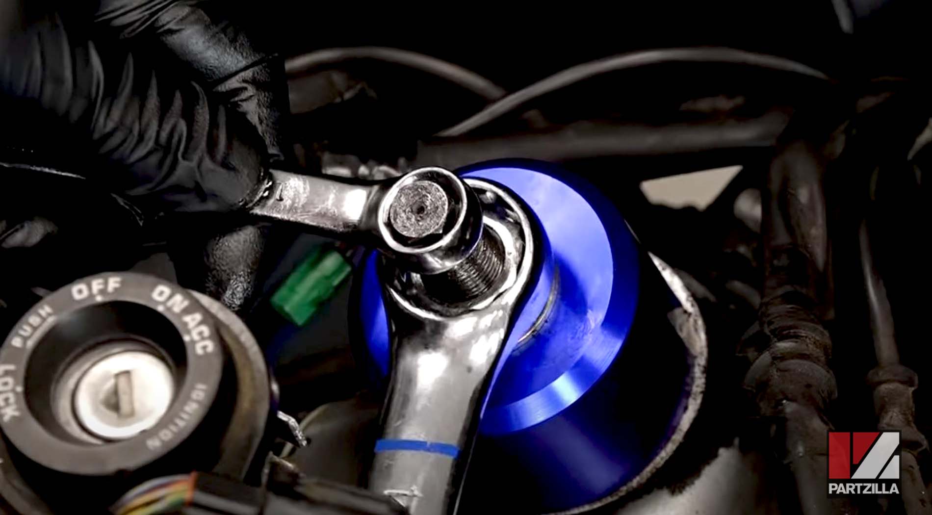 Honda GL1800 steering bearing change stem bearing removal