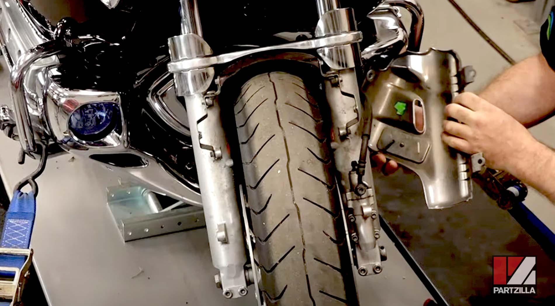 Honda GL1800 steering bearing replacement fender removal