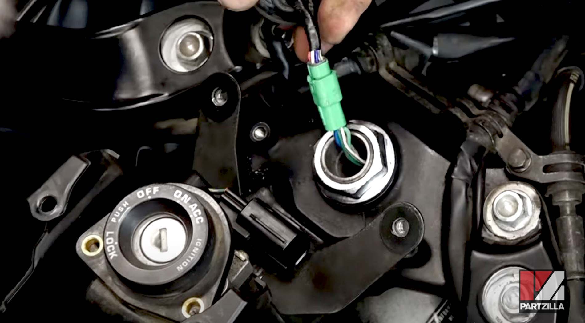 Honda GL1800 steering stem bearing change turn signal wiring