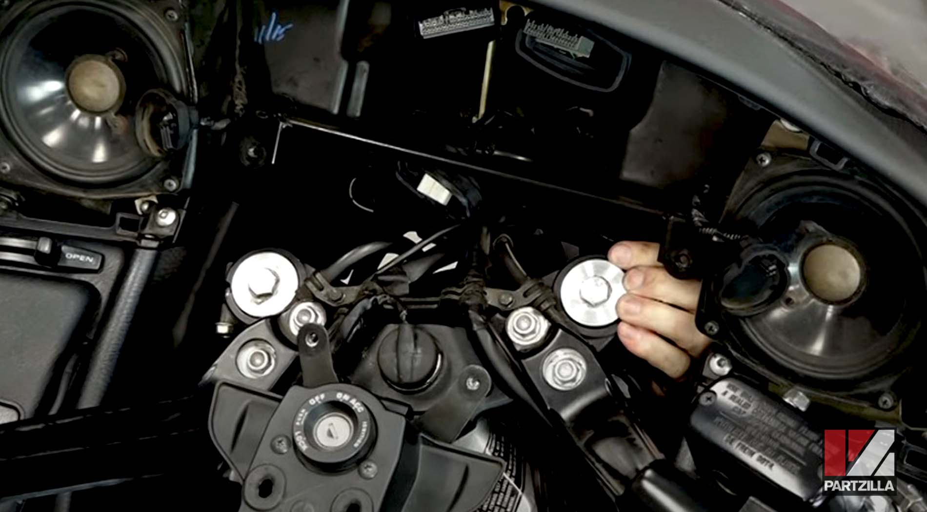 Honda GL1800 steering stem bearing change forks reinstallation