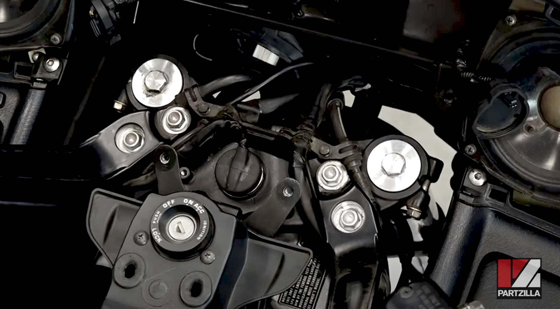 Honda motorcycle steering stem bearing change forks reinstallation