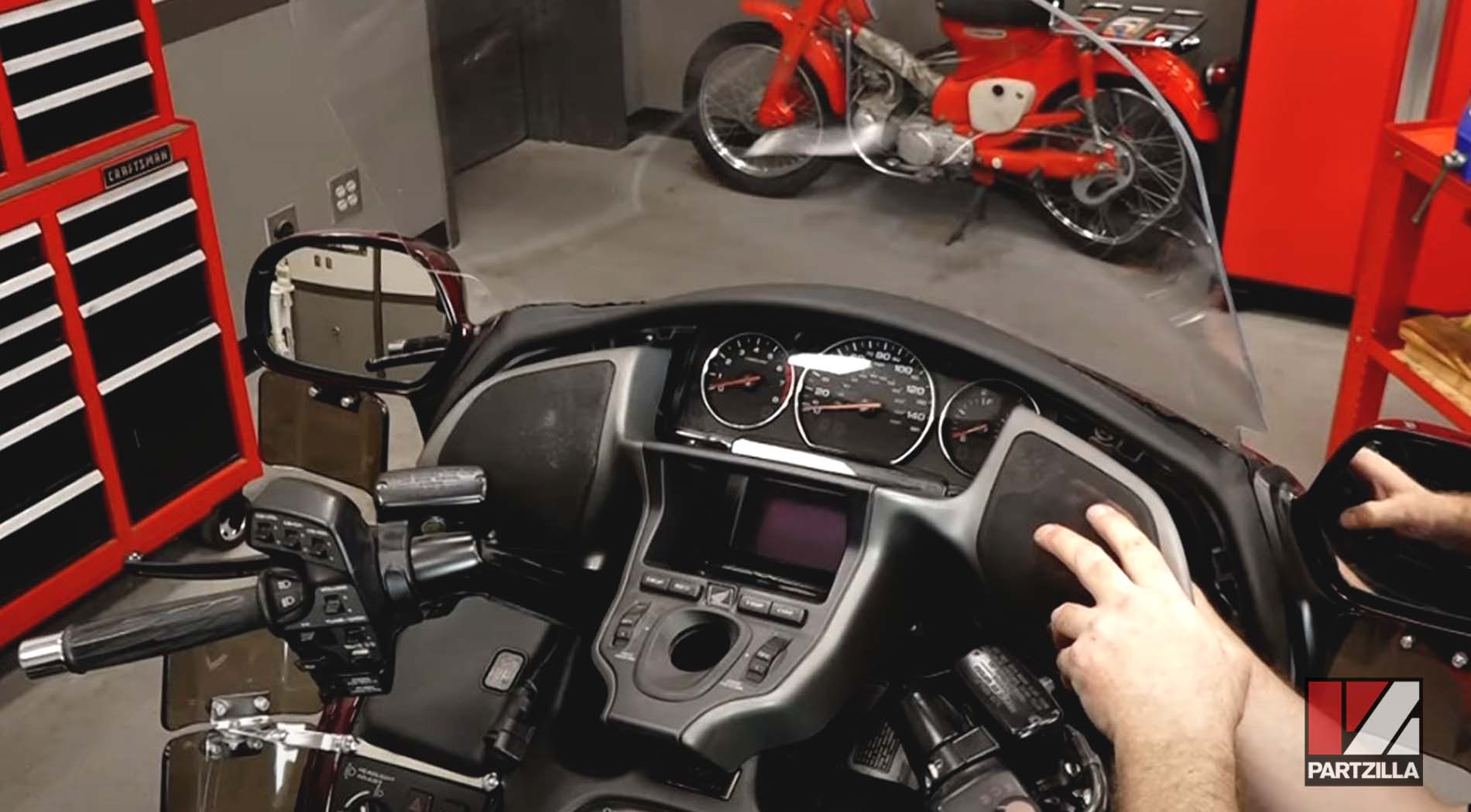 Honda GL1800 steering stem bearing change meter panel