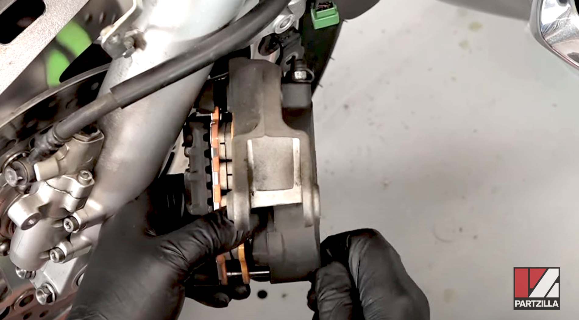 Honda Goldwing steering stem bearing replacement brake caliper