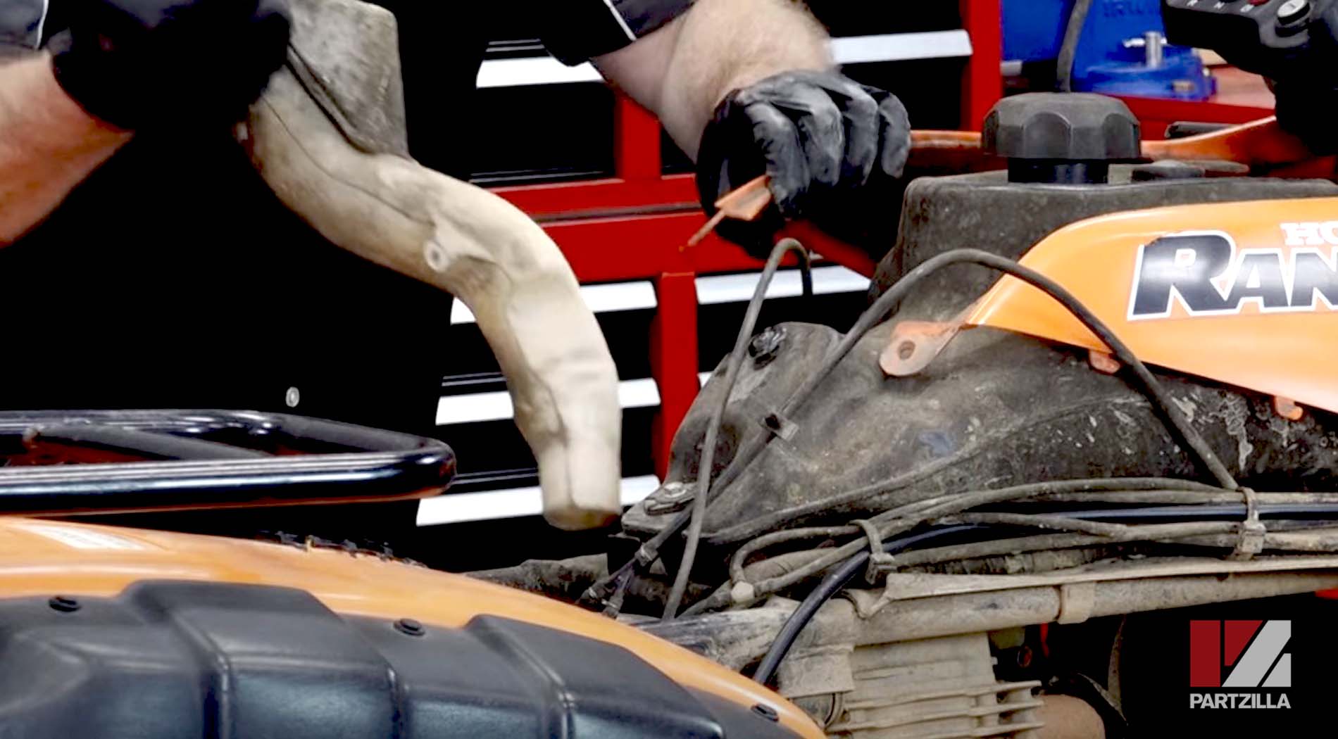 Honda Rancher 350 top end rebuild intake boot