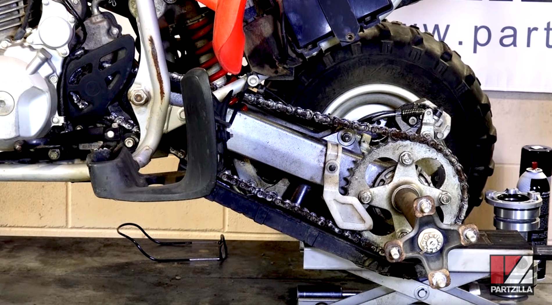 Honda TRX400EX ATV chain adjust and clean