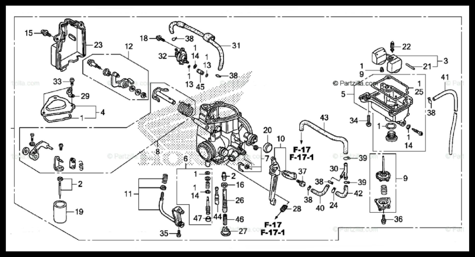 Honda TRX carburetor parts diagram
