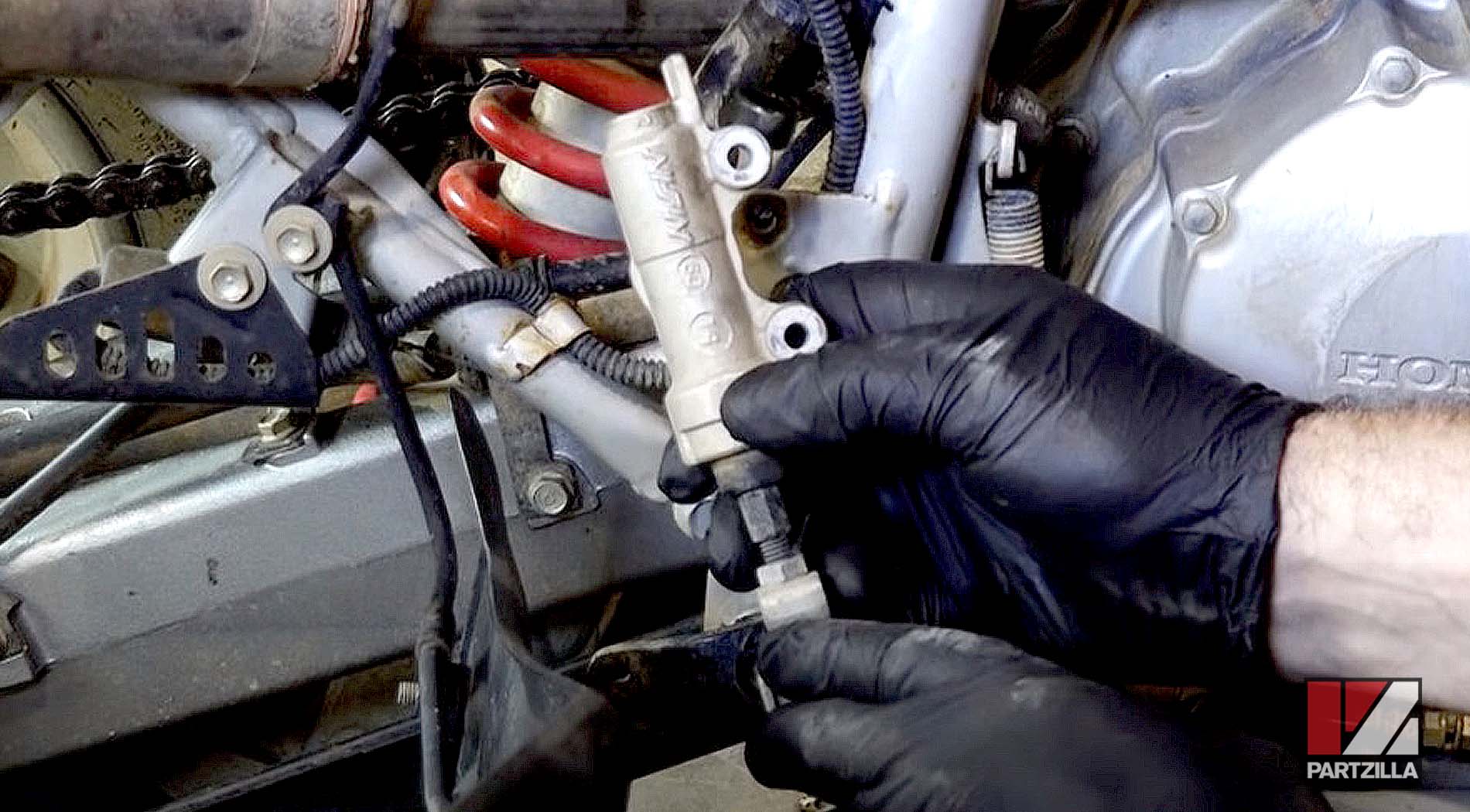 Honda TRX 400 ATV rear brake master cylinder removal