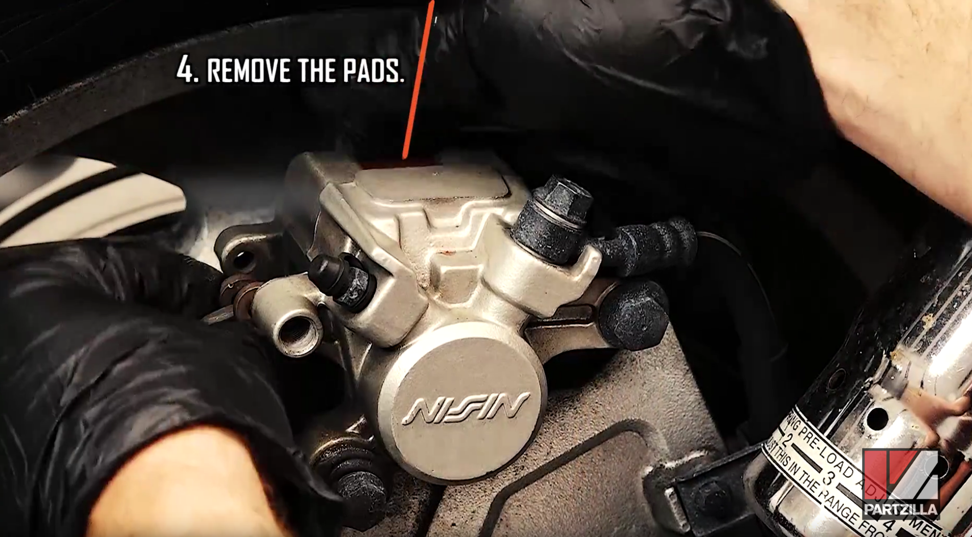 Honda VTX 1300 rear brake pads removal