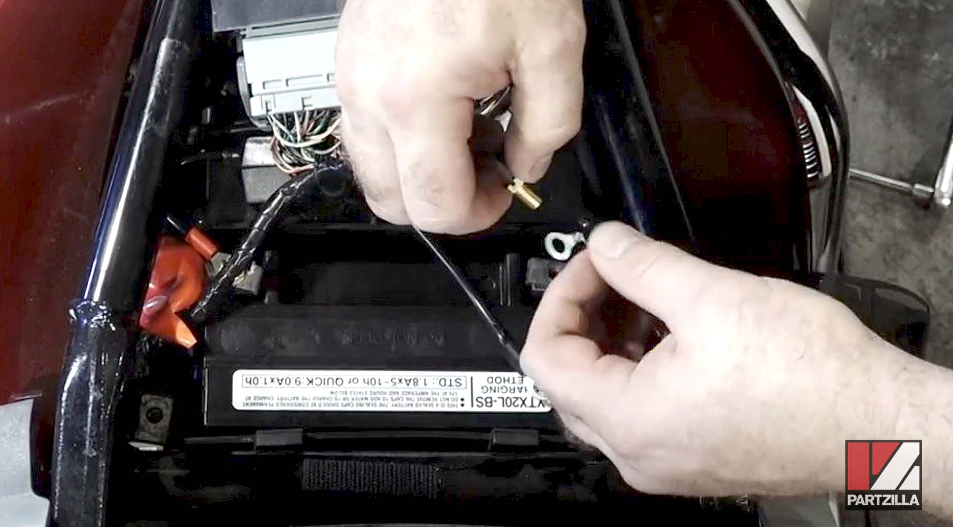 Honda VTX1800 motorcycle new battery installation