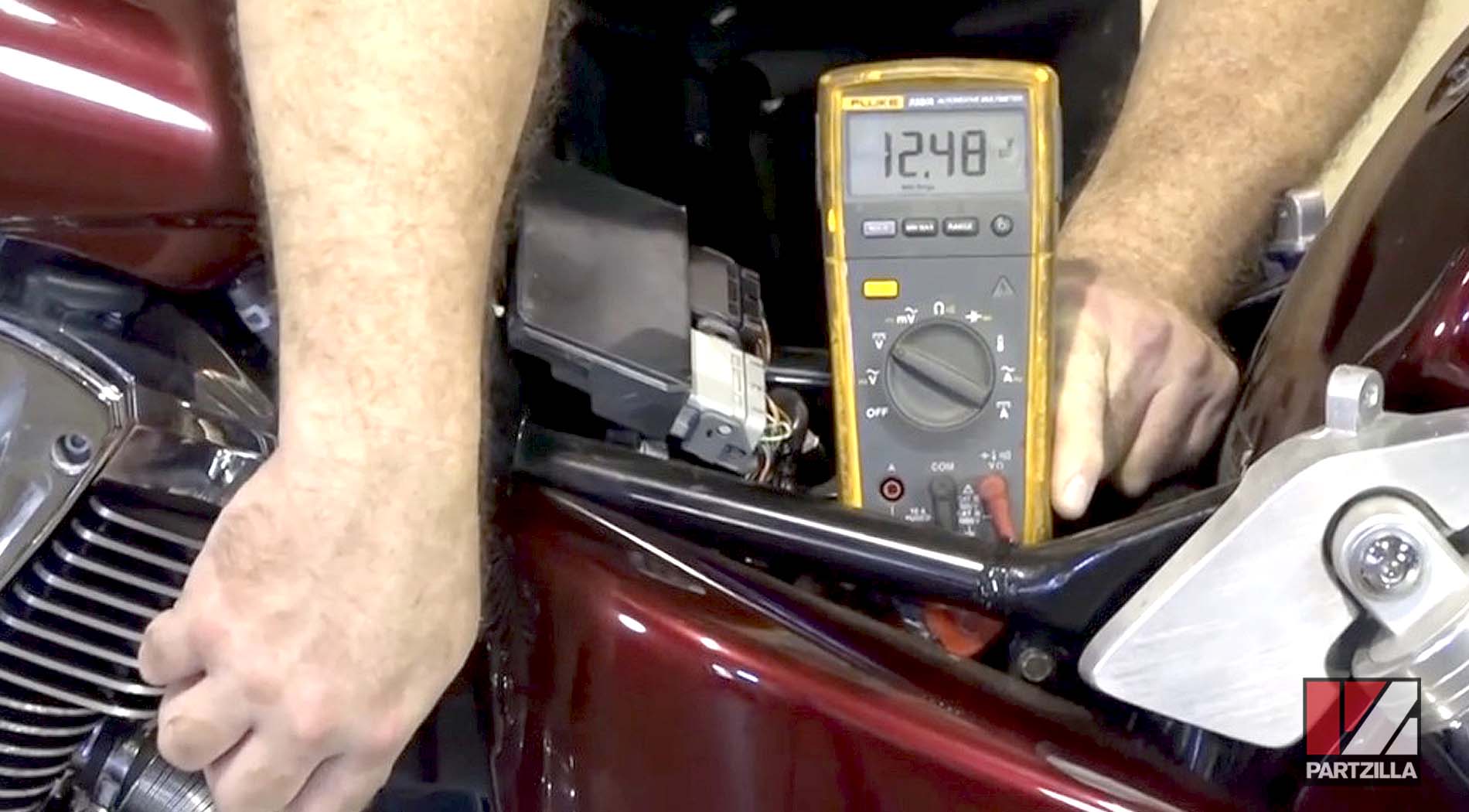 Honda VTX motorcycle battery testing