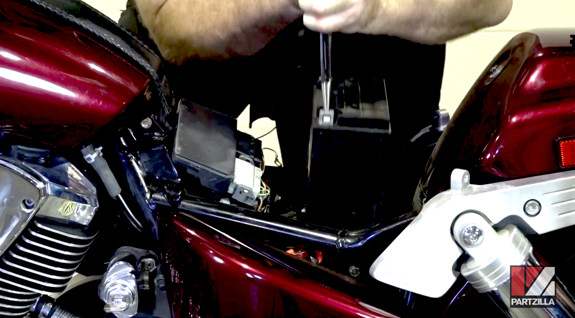 Honda VTX motorcycle battery installation 