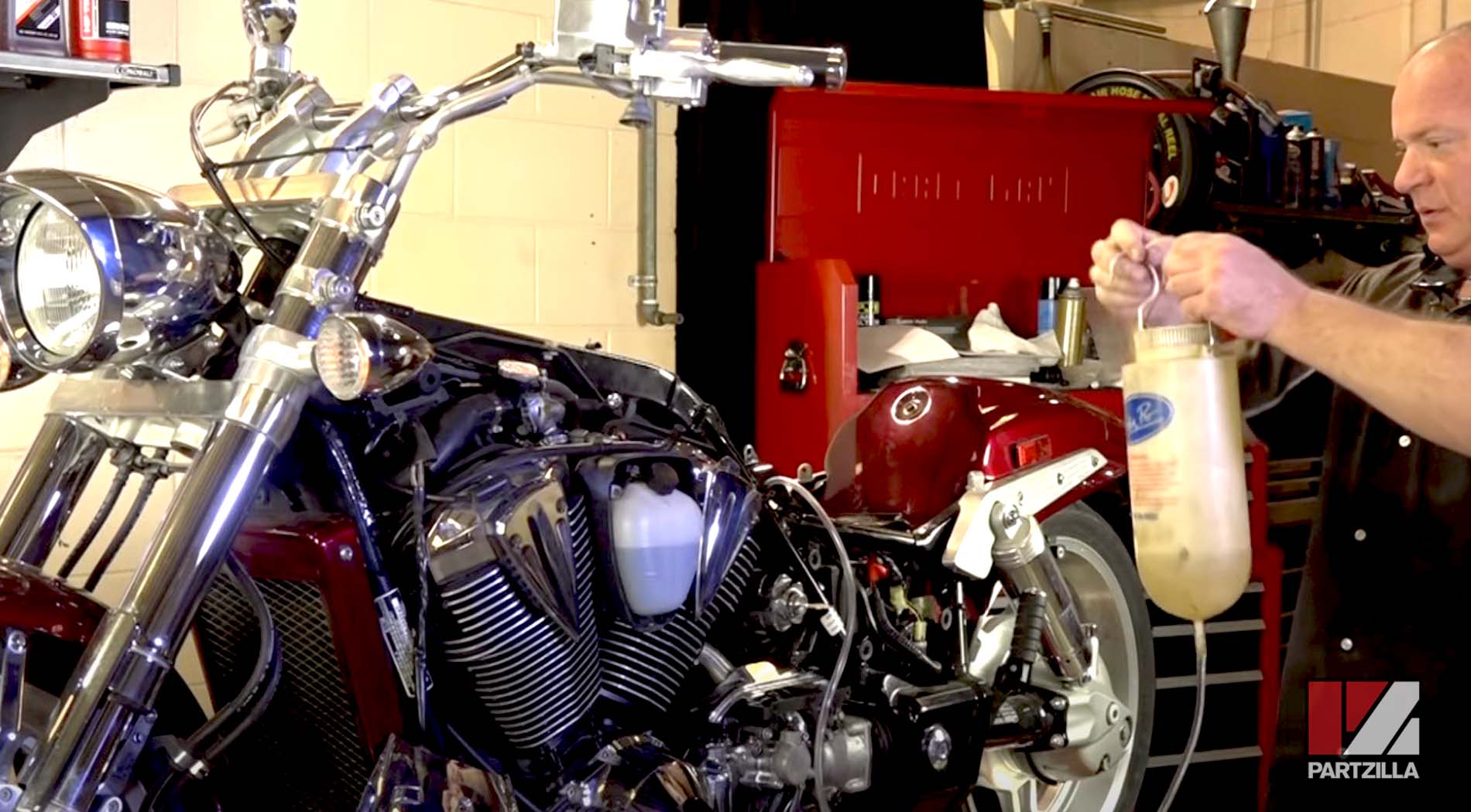 Honda VTX 1800 motorcycle coolant change 