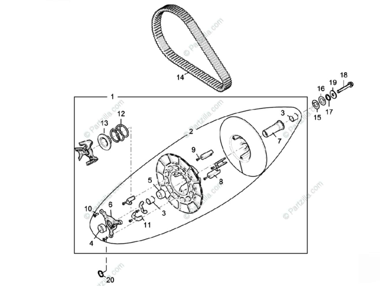 Primary clutch assembly parts diagram