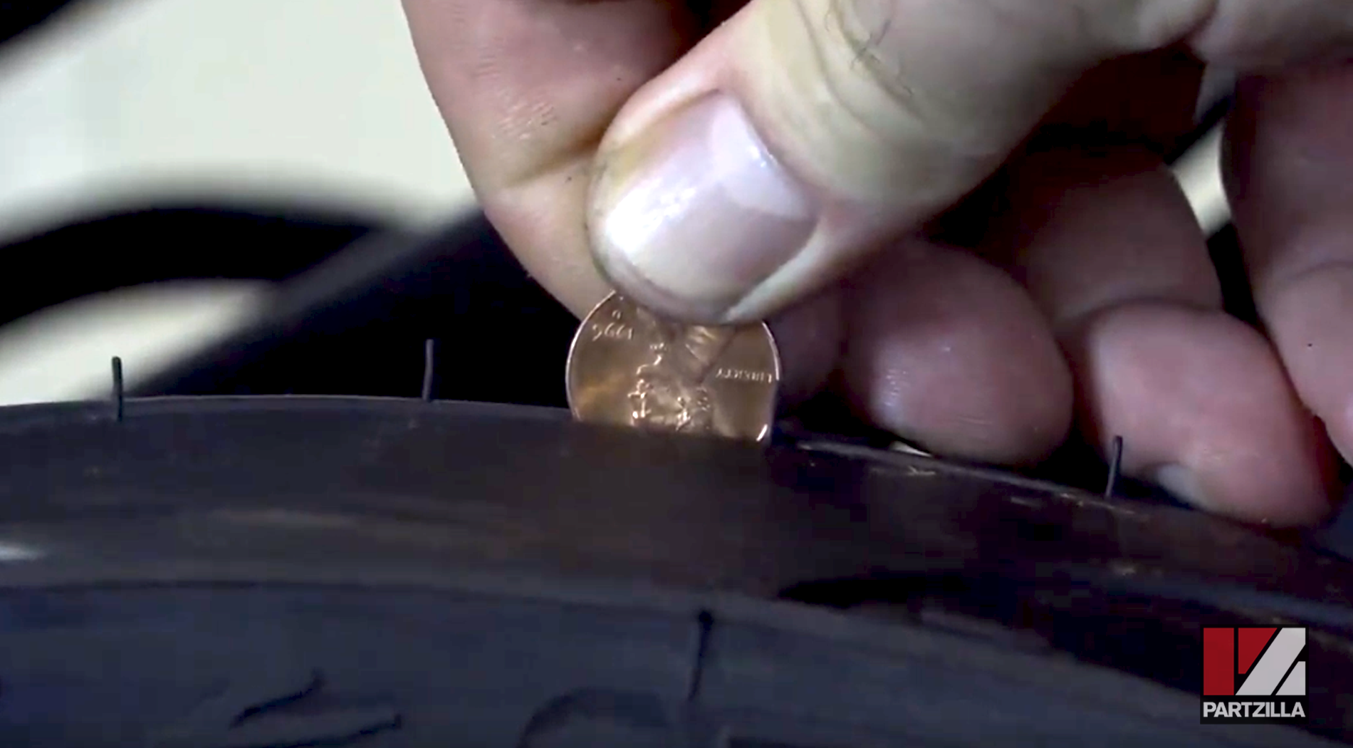 Honda CBR tire tread inspection