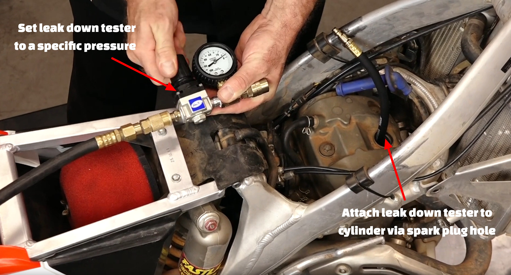 how to do a leakdown test on a motorcycle