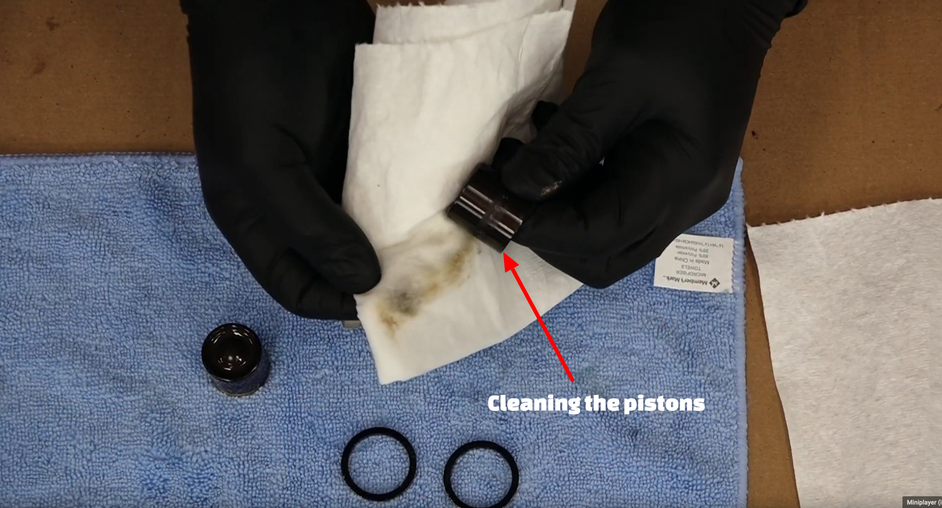 Brake caliper piston seals cleaning