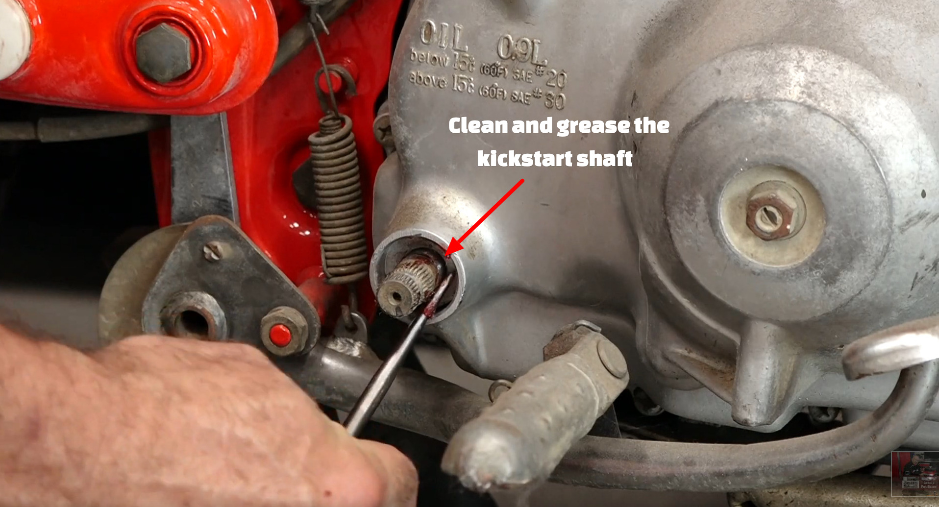Honda CT90 motorcycle kickstart shaft seal change