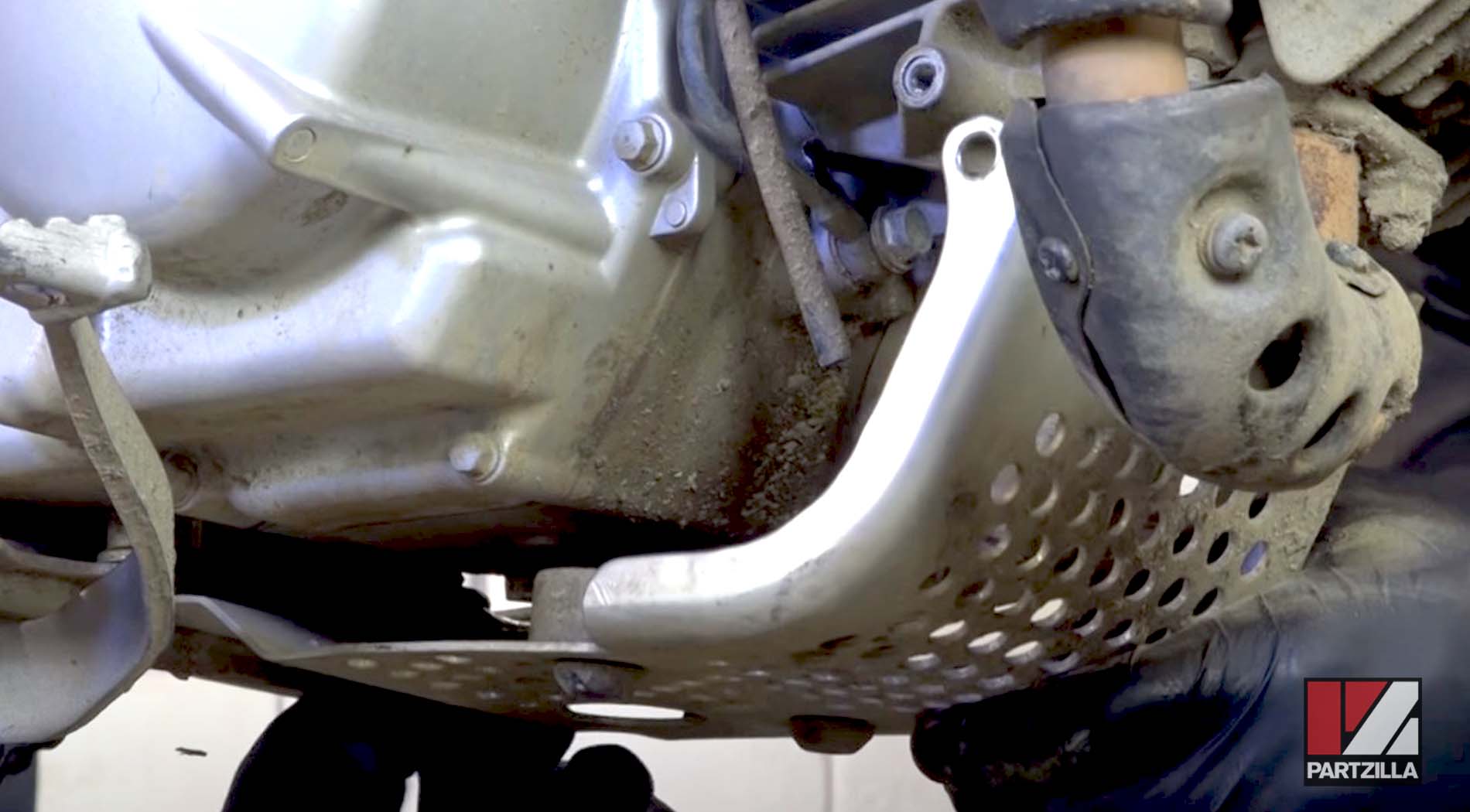 Kawasaki KLX 110 dirt bike oil change skid plate removal