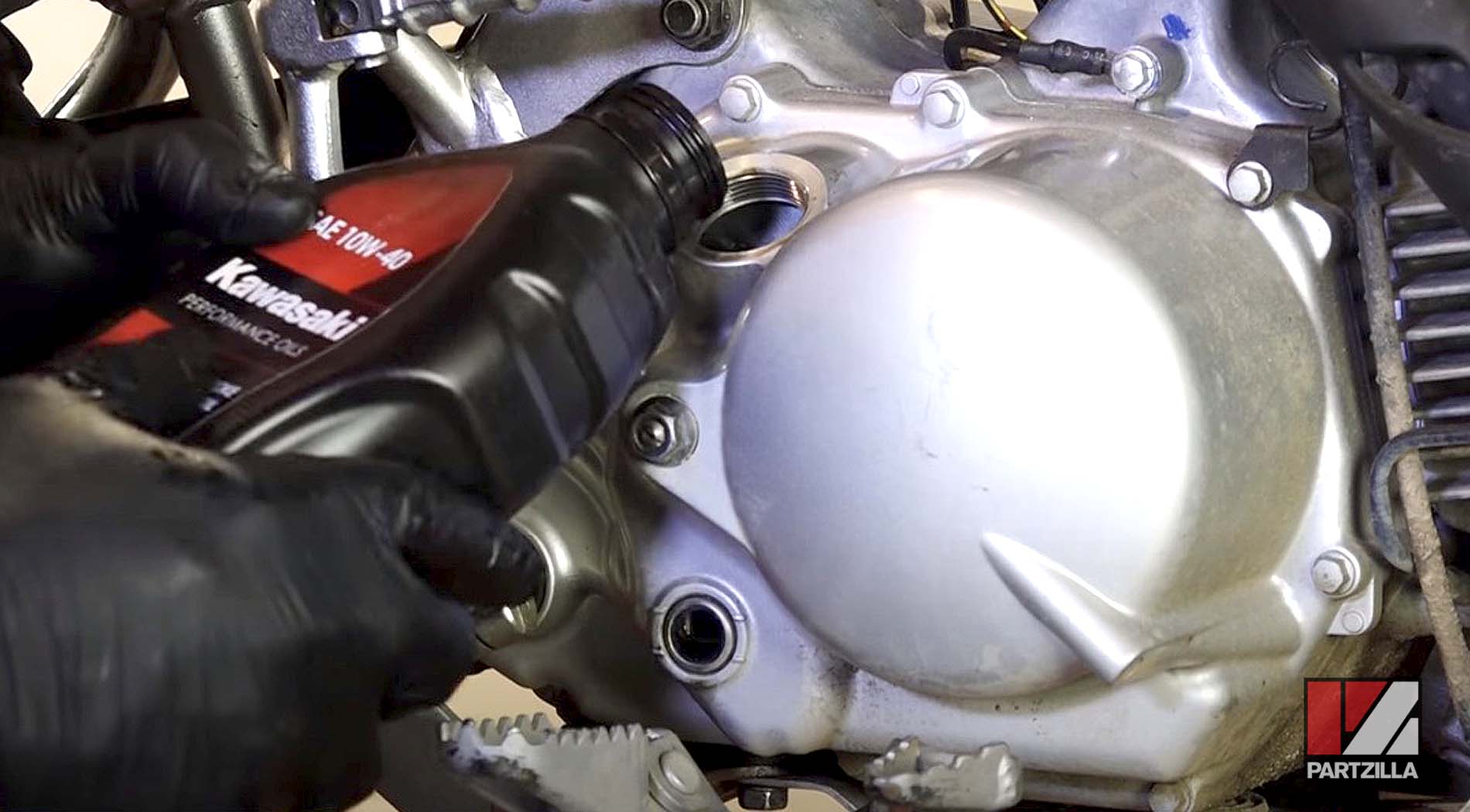How to change Kawasaki KLX 110 dirt bike engine oil
