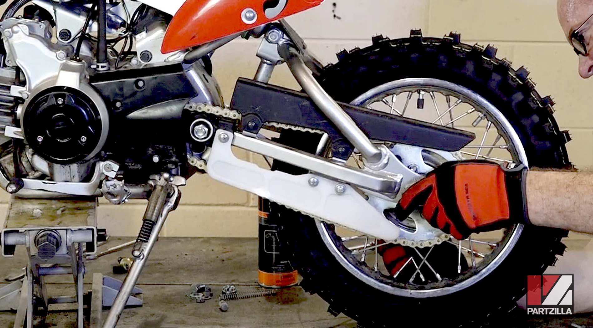 Kawasaki KLX 110 motorcycle tire installation