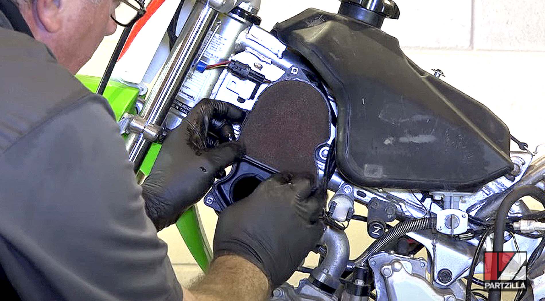How to replace Kawasaki KLX 110 dirt bike air filter 