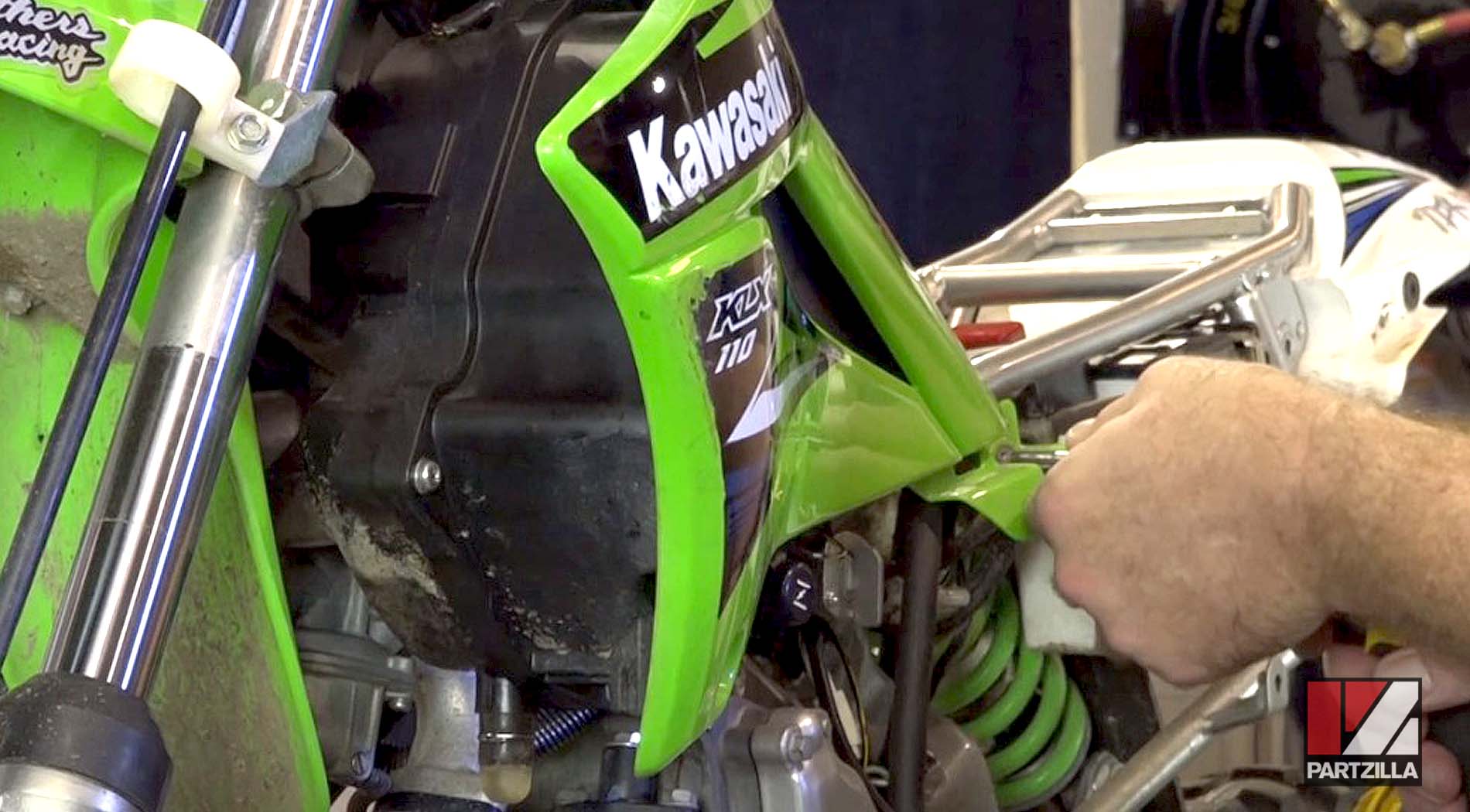 Kawasaki KLX 110 dirt bike air filter change