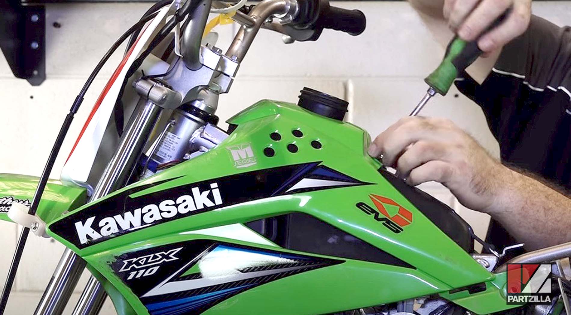 2015 Kawasaki KLX 110 motorcycle air filter change