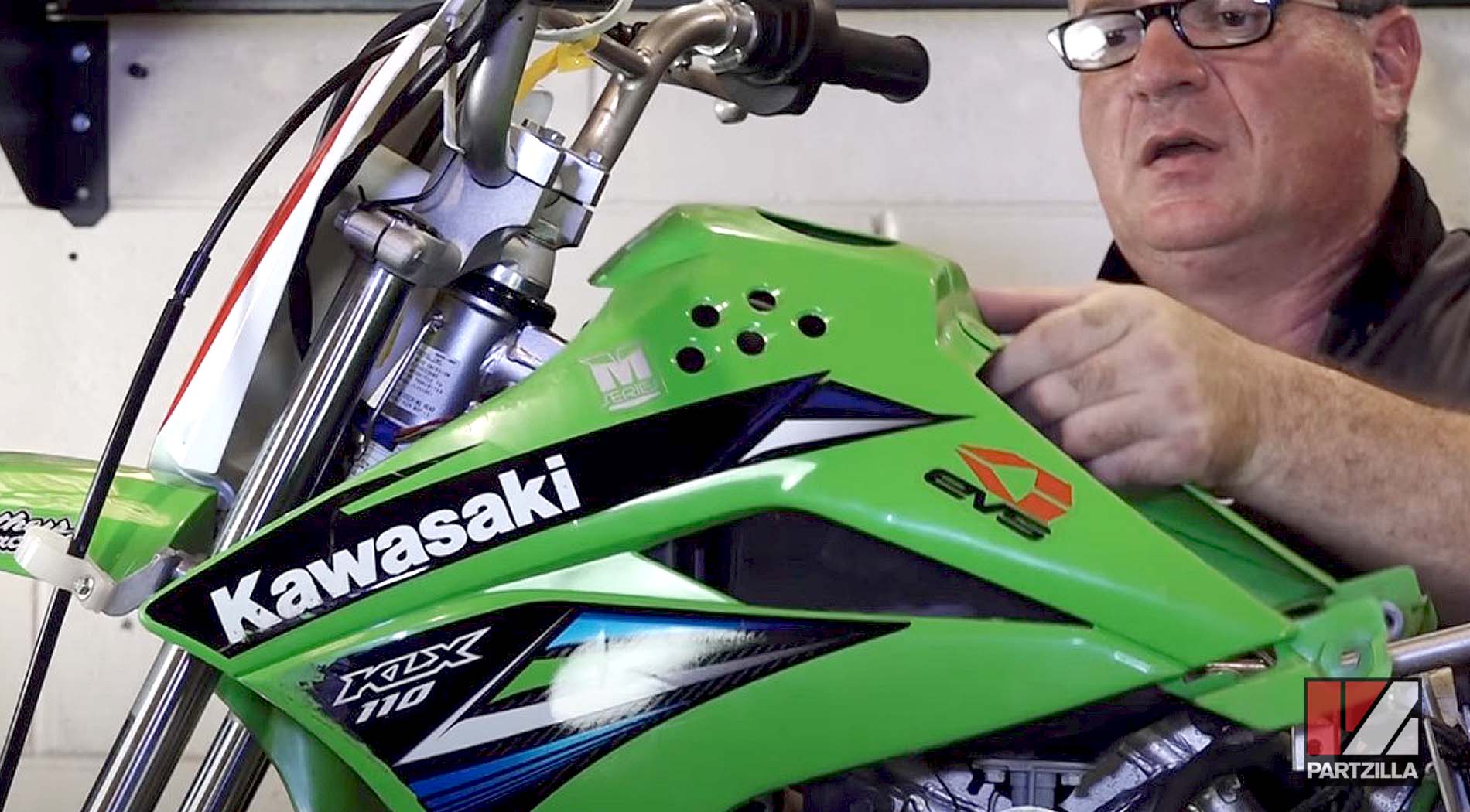 2015 Kawasaki KLX 110 motorcycle air filter replacement