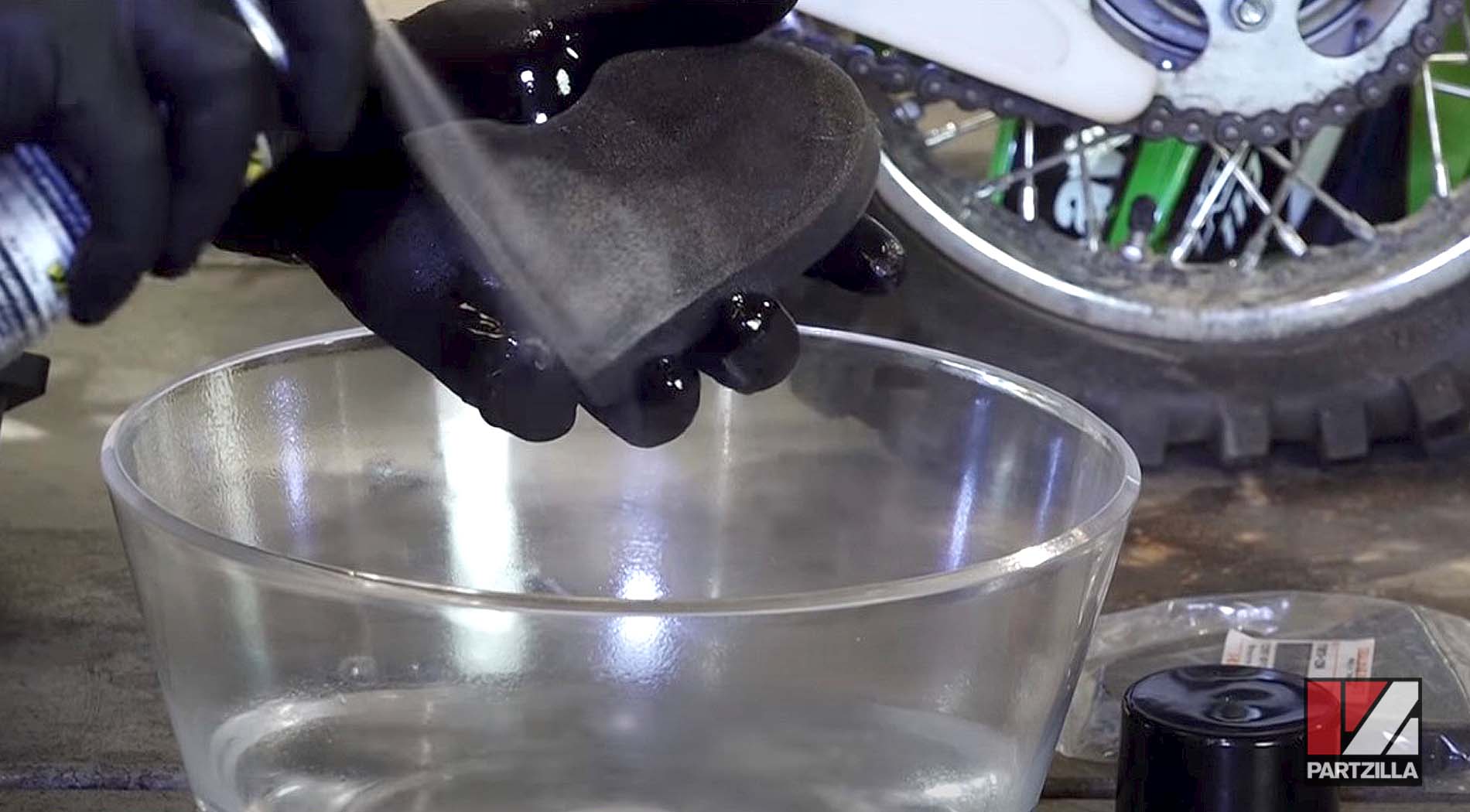 2015 Kawasaki KLX 110 motorcycle air filter cleaning