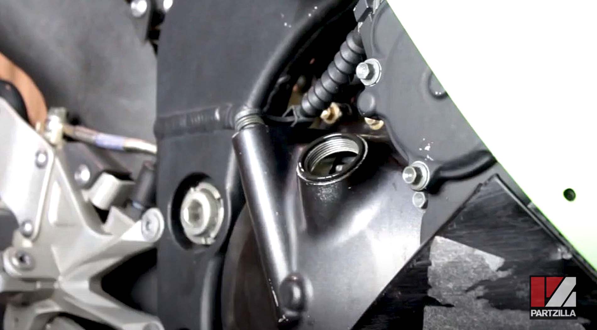 2006 Kawasaki Ninja ZX10R motorcycle engine oil change