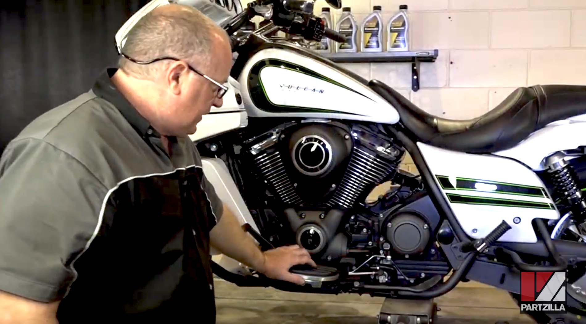 Kawasaki Vulcan motorcycle drive belt tension check