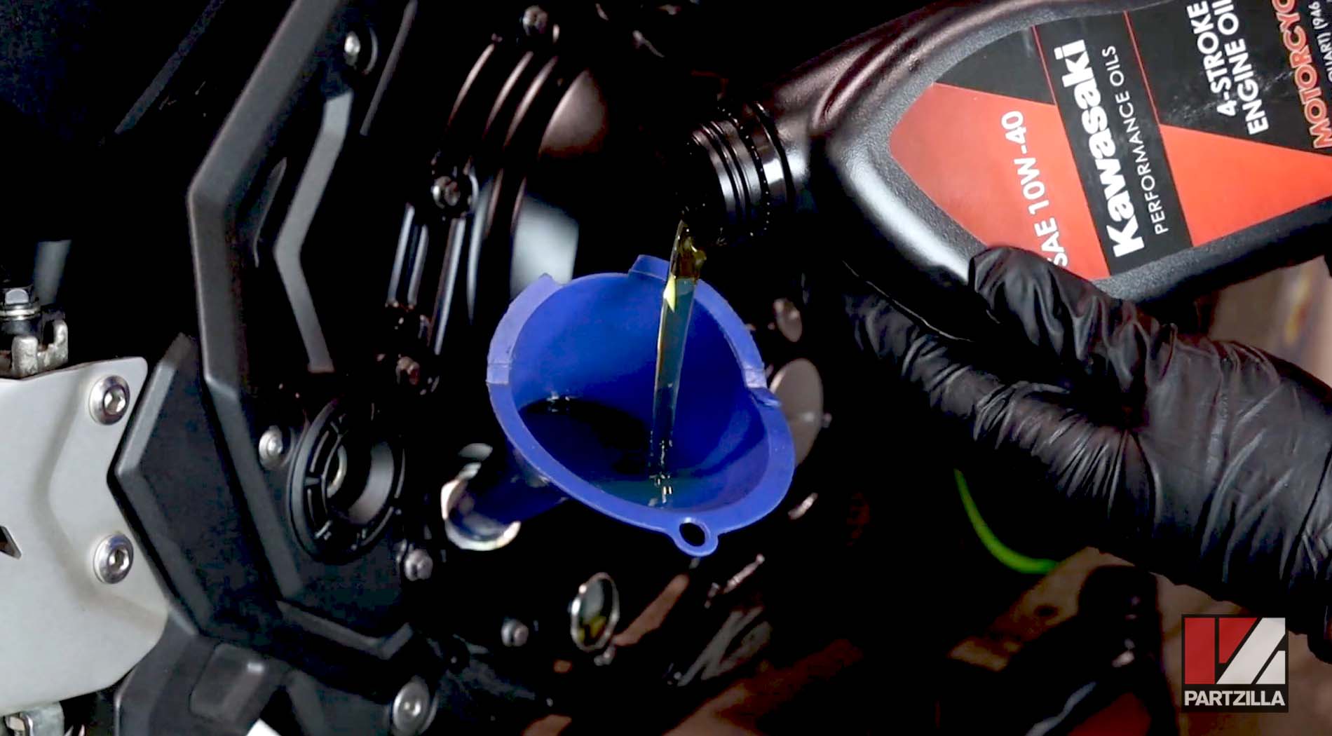 Kawasaki EX650 motorcycle oil change