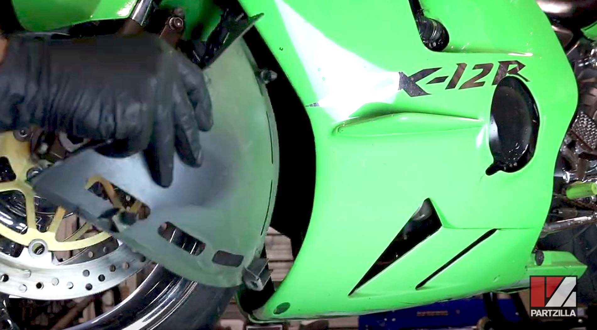 Kawasaki Ninja ZX12R sports bike engine oil change service
