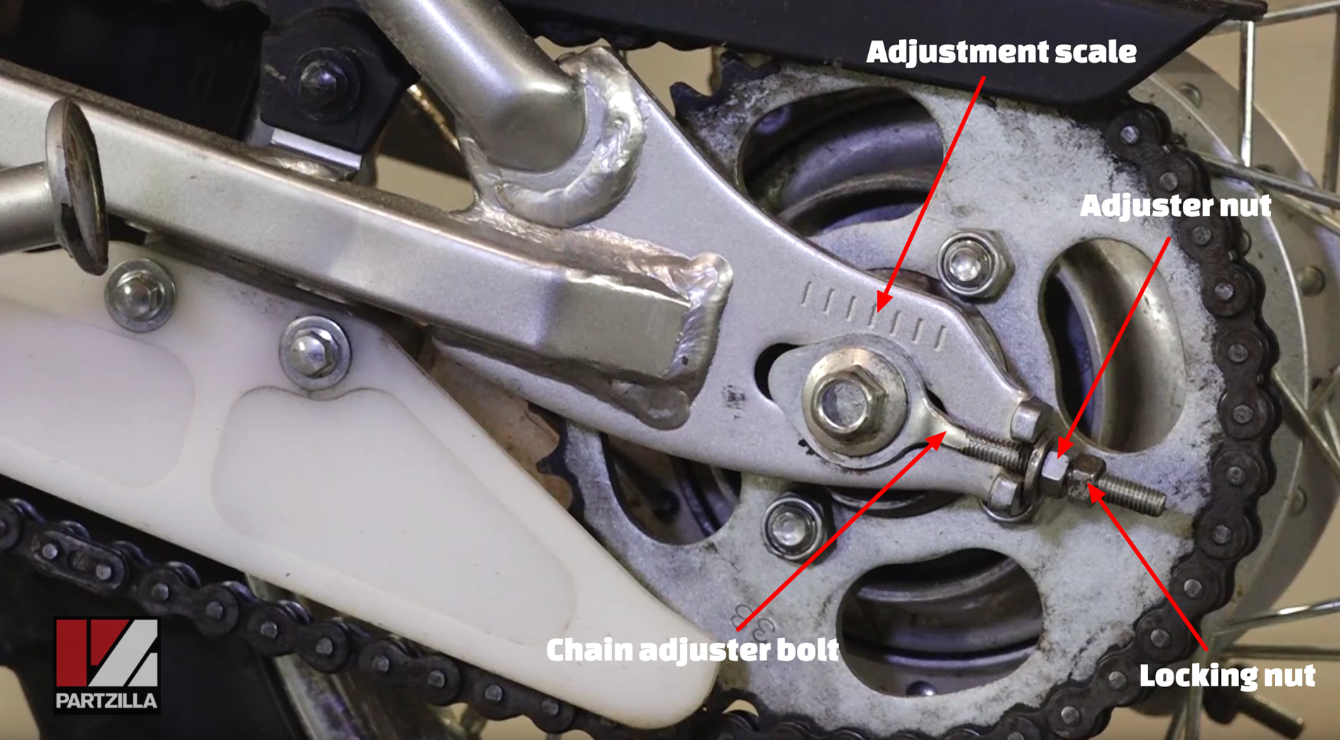Motorcycle chain alignment parts