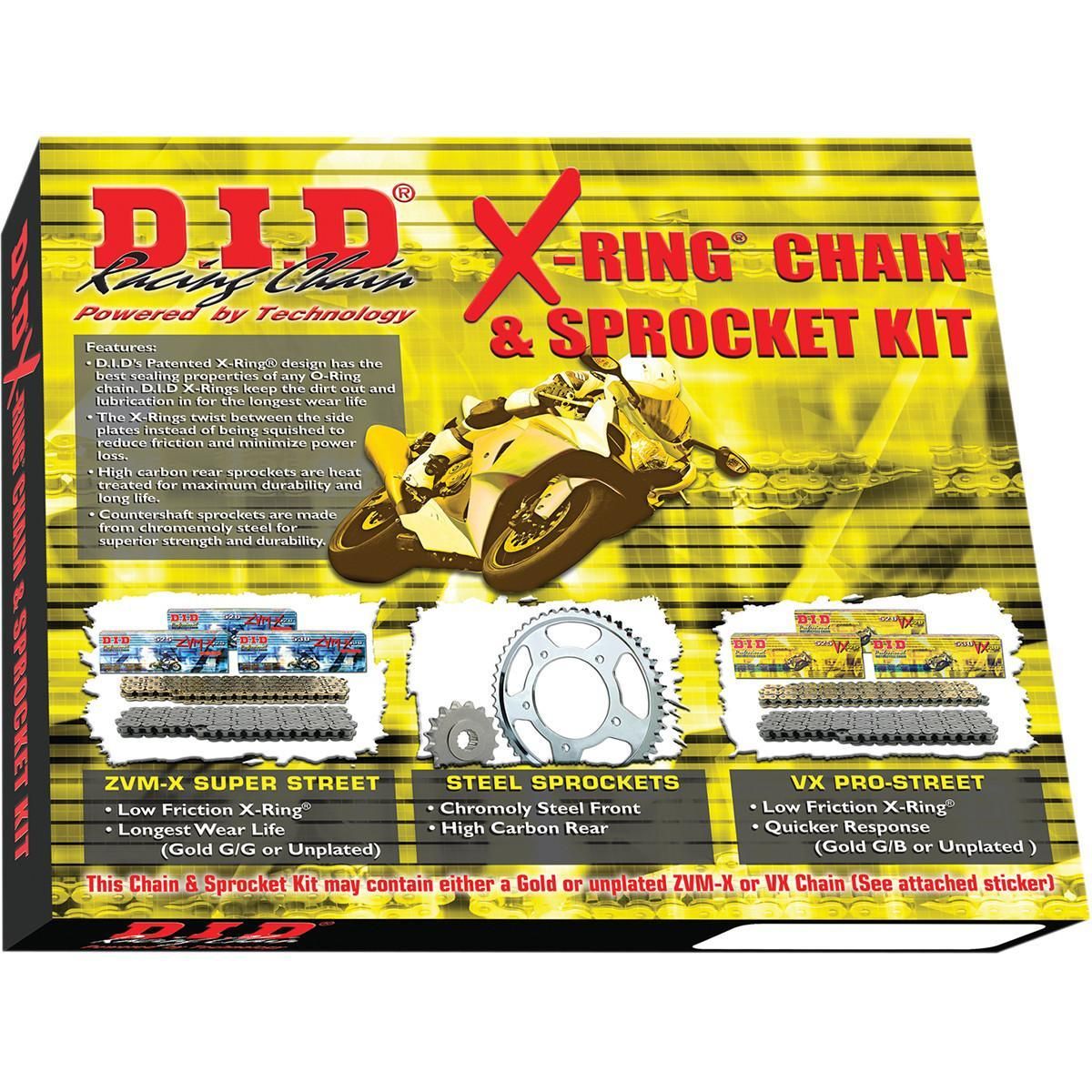 DID Racing motorcycle chain and sprocket kit