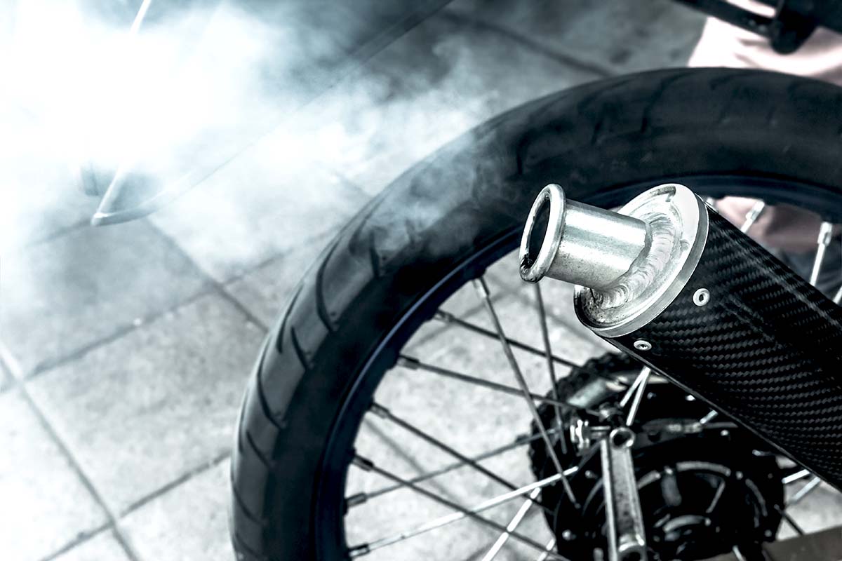 Motorcycle exhaust backfire