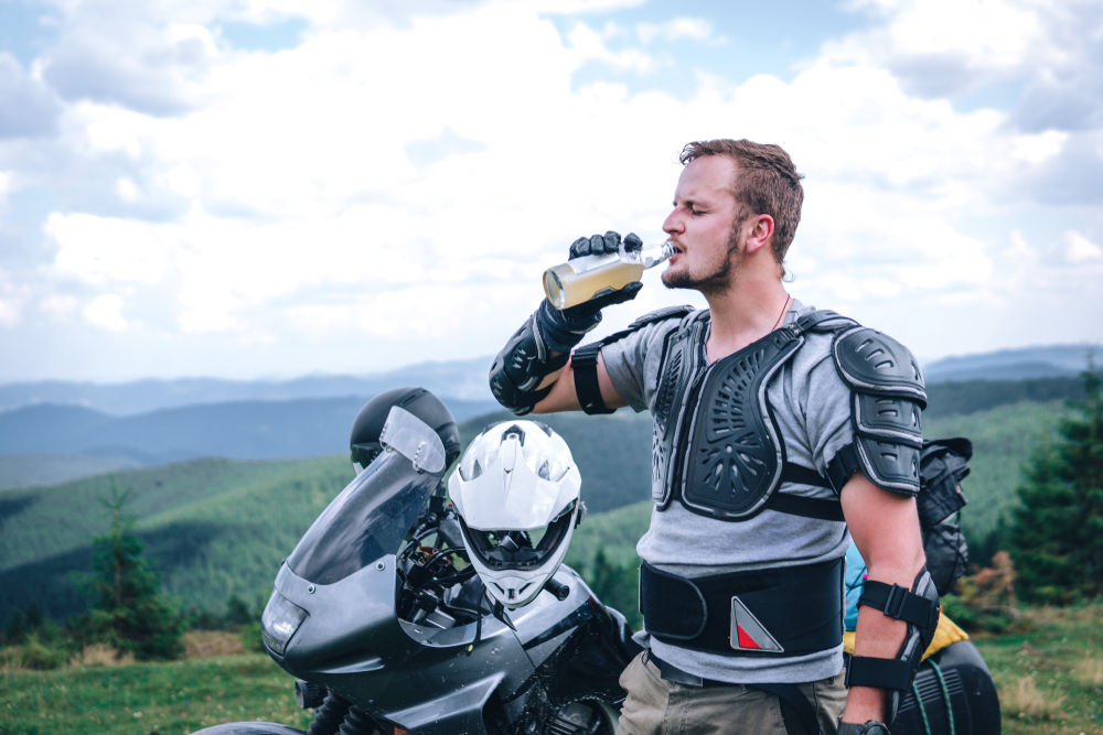 Motorcycle riding safety hydration