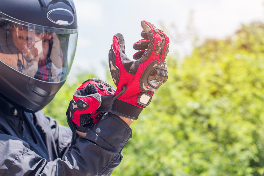 Motorcycle safety gear gloves helmet