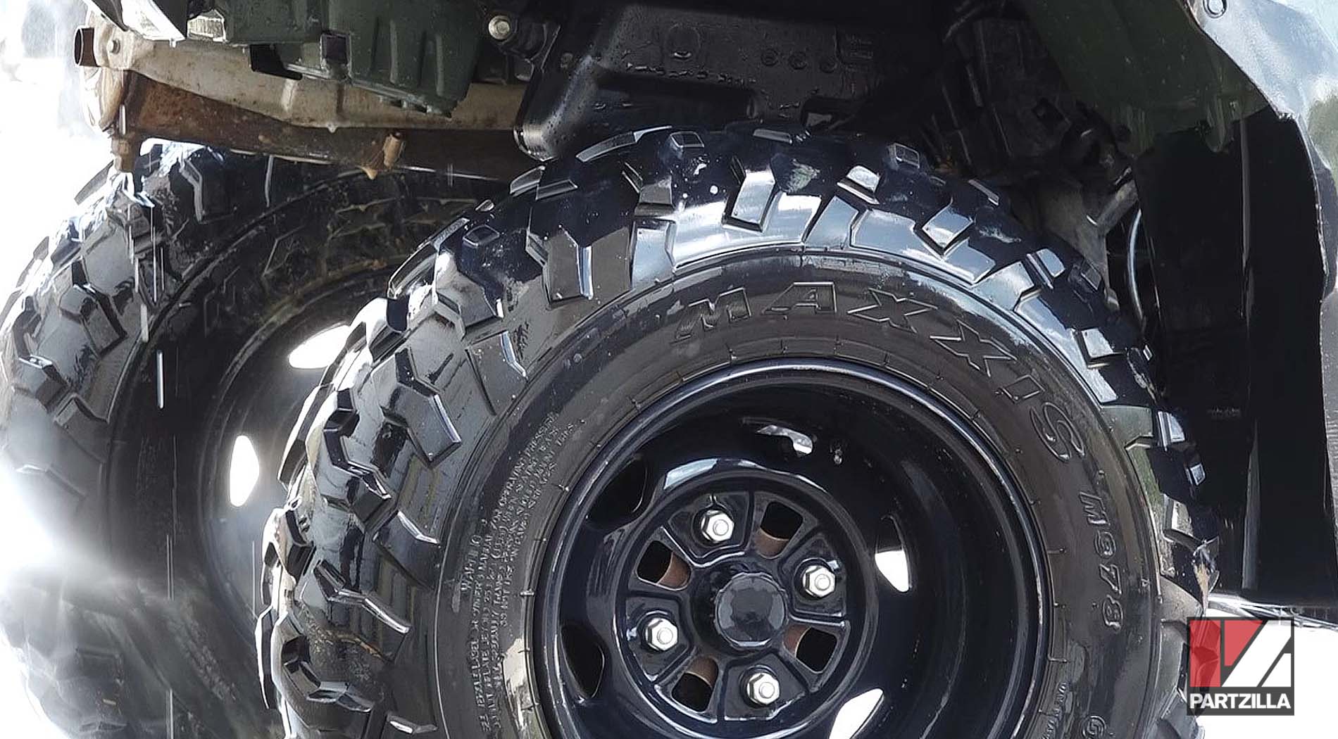 Cleaning muddy ATV tires