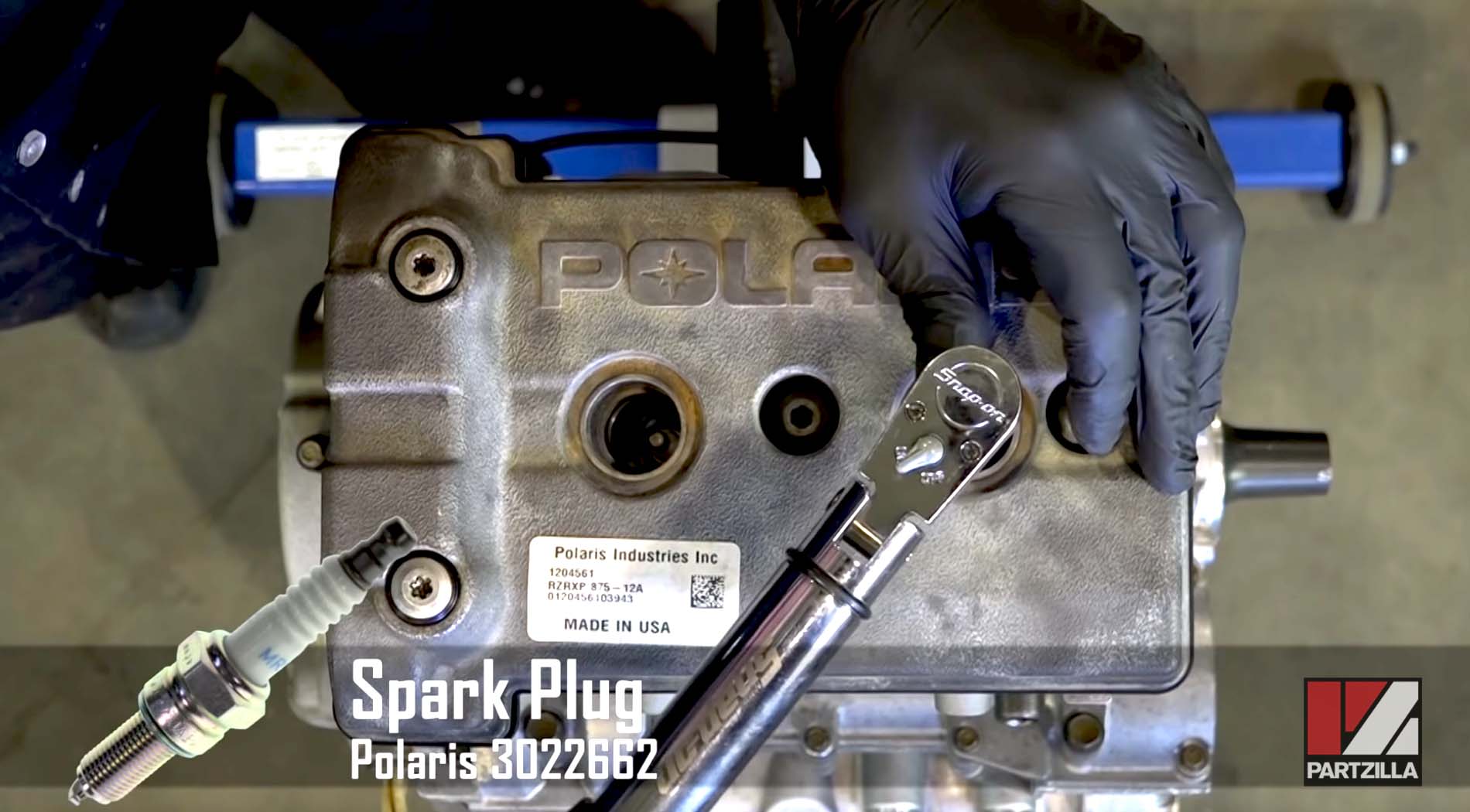 Polaris RZR 900 engine installation spark plugs