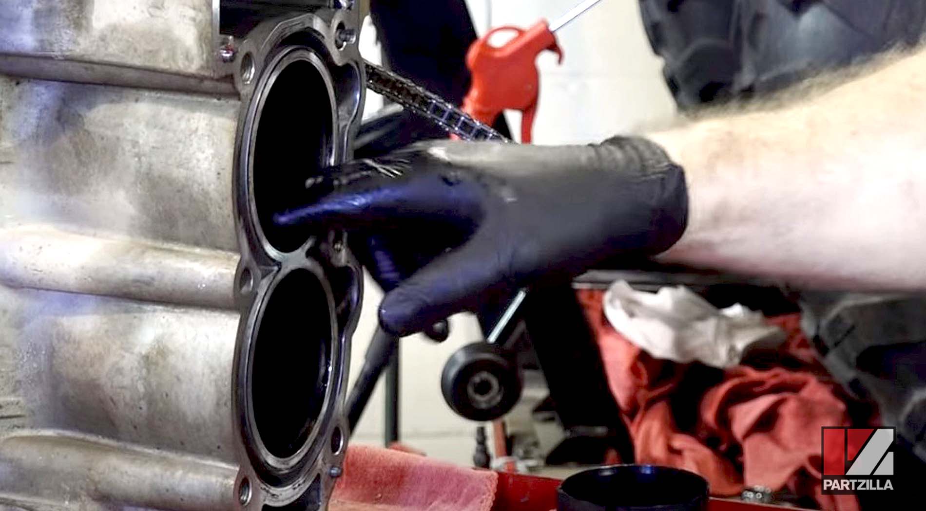 Polaris Sportsman ATV engine rebuild piston installation
