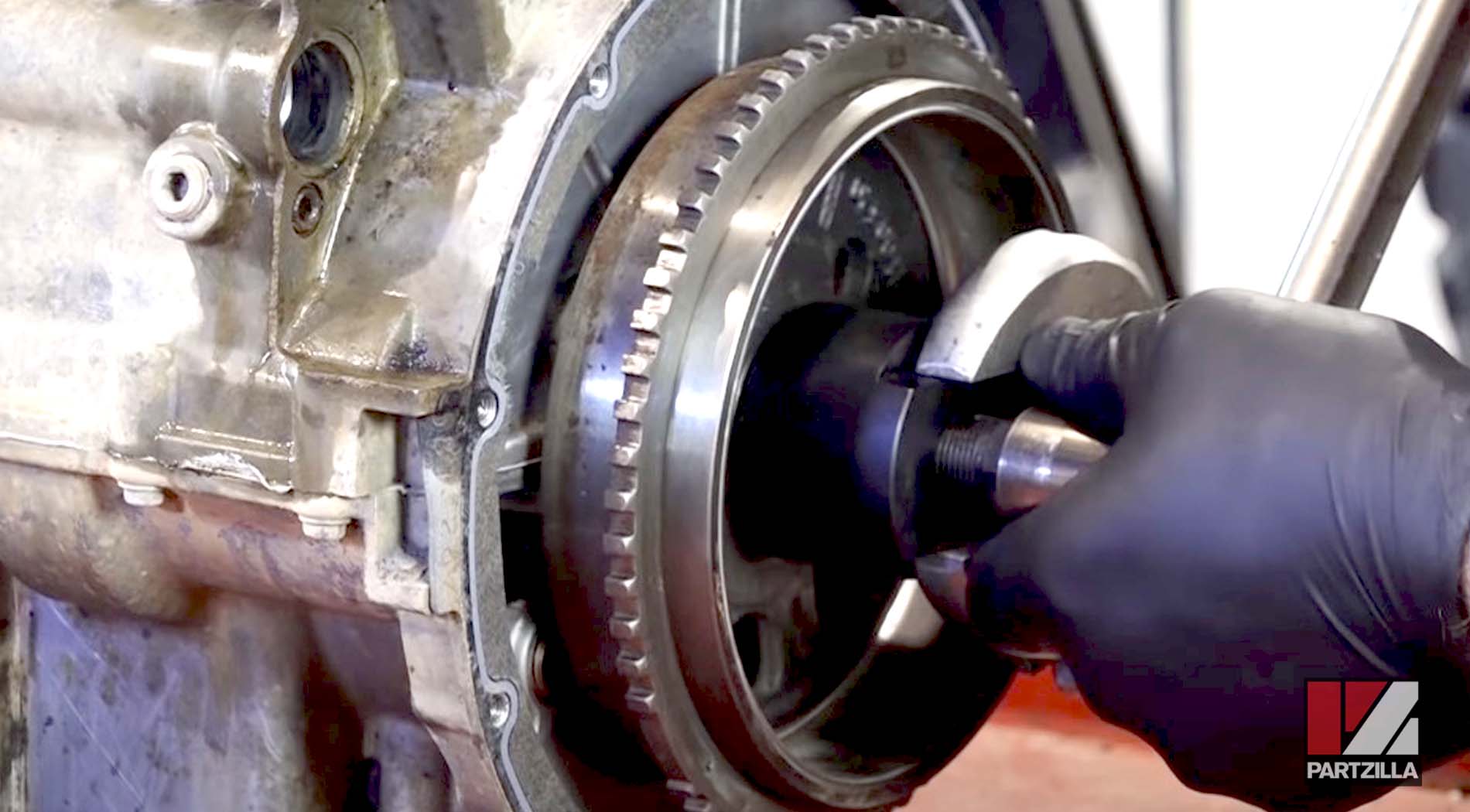 Polaris Sportsman 850 engine rebuild flywheel removal