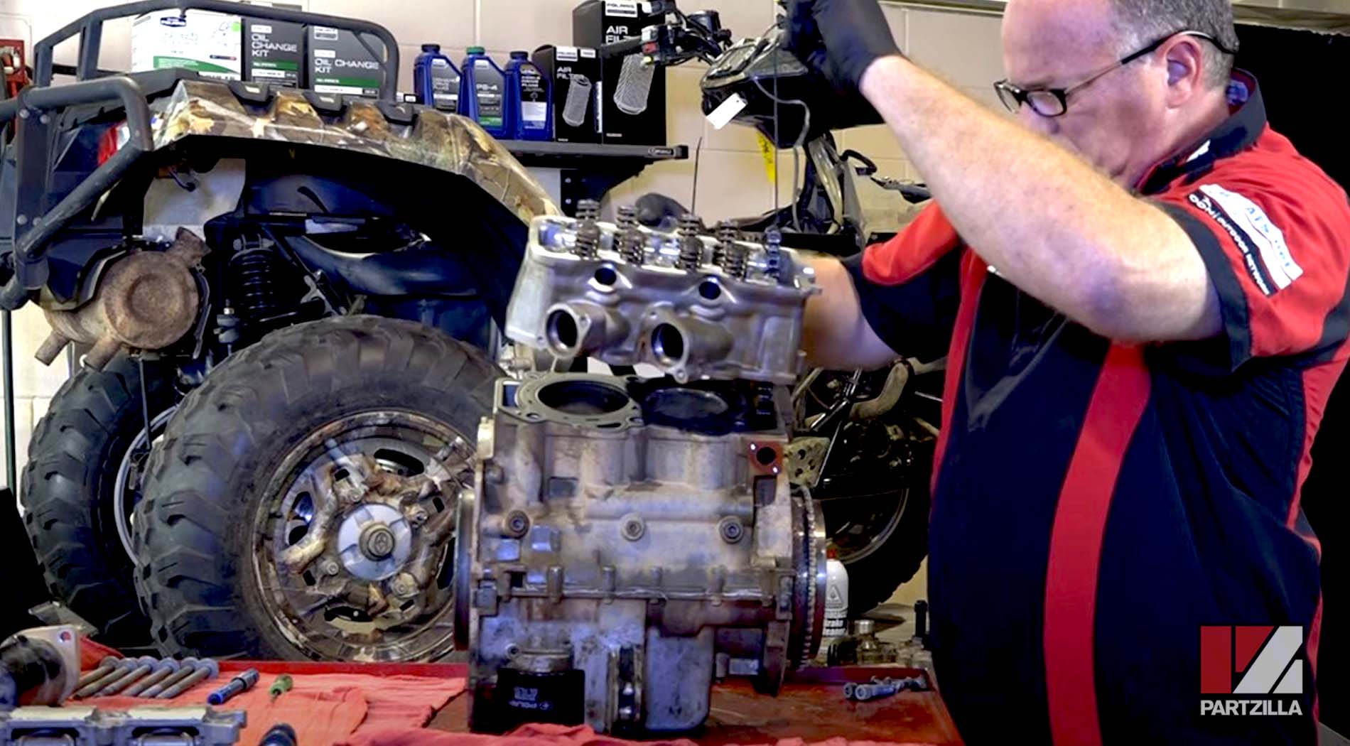 Polaris Sportsman engine rebuild cylinder crankcase