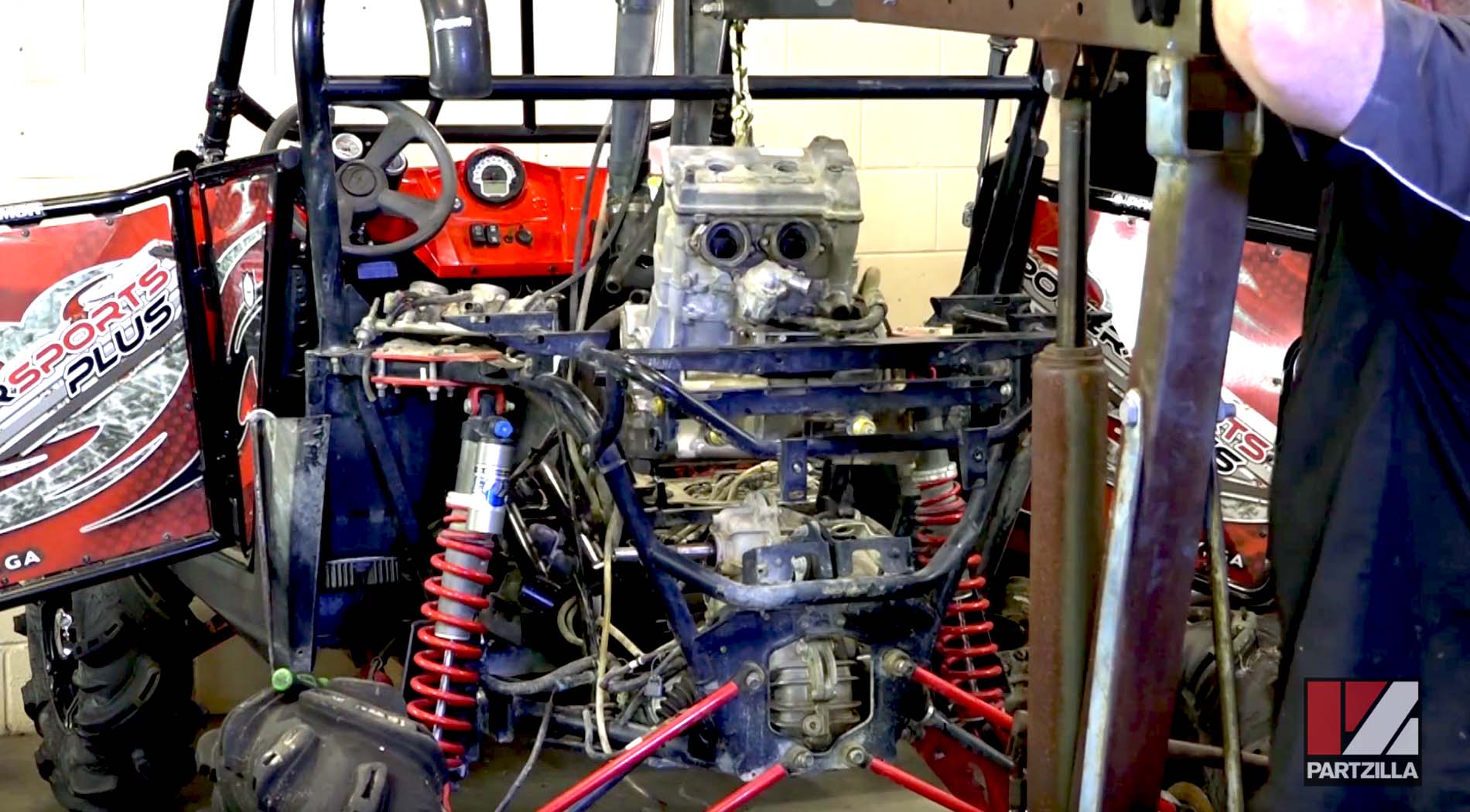 Polaris RZR side-by-side engine removal