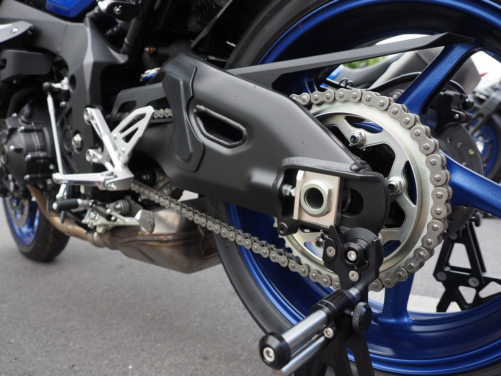 Clean motorcycle chain and sprockets