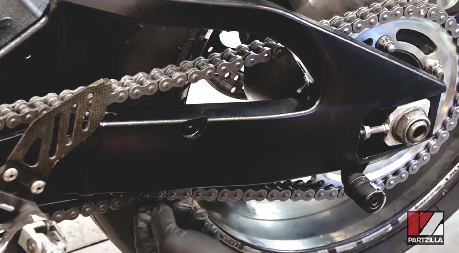 Clean motorcycle chain and sprockets